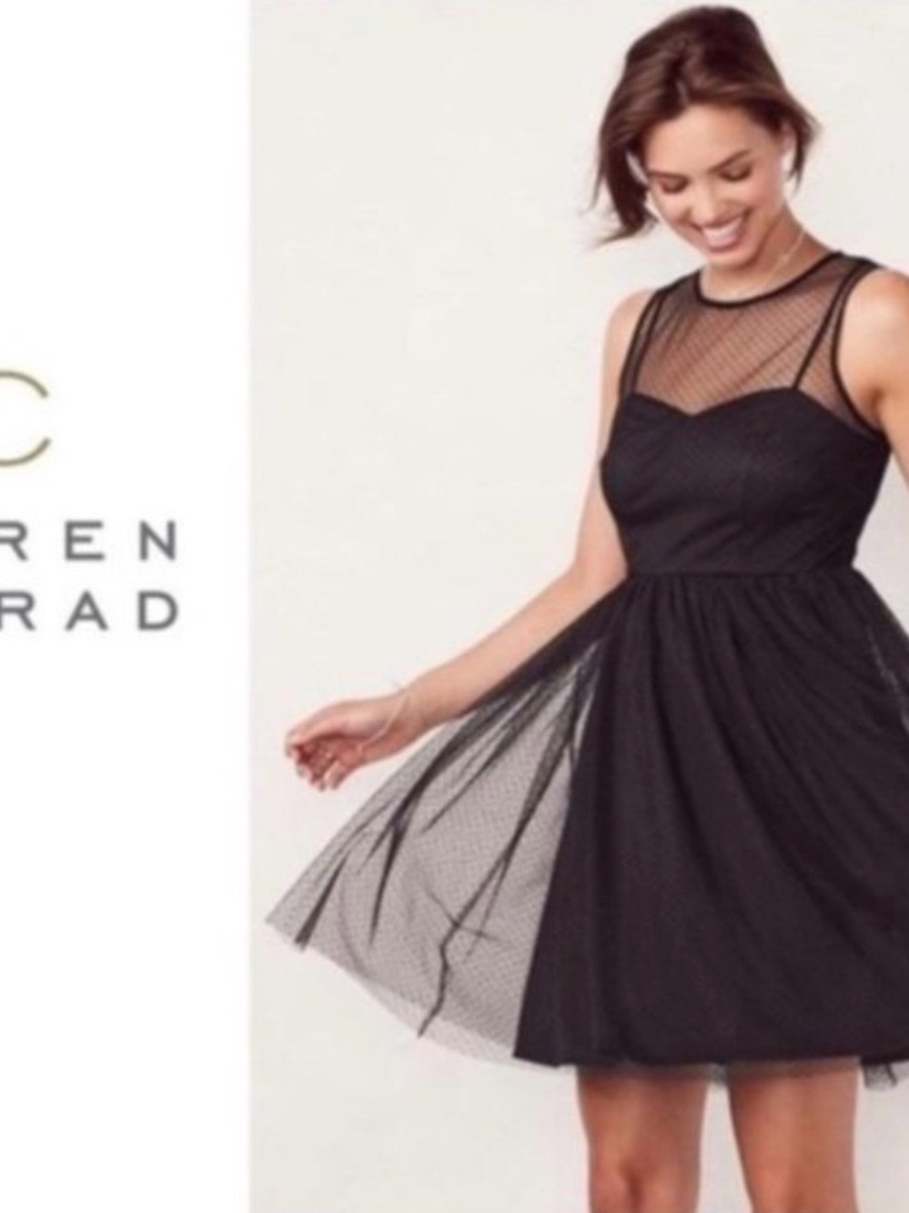 LC Lauren Conrad Black Sheer Fit-and-Flare Mini Dress